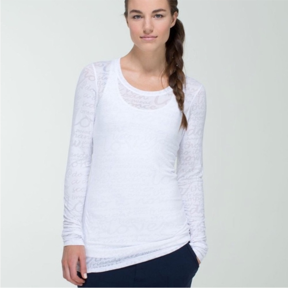 Lululemon White Manifesto Long Sleeve Tee Size 6